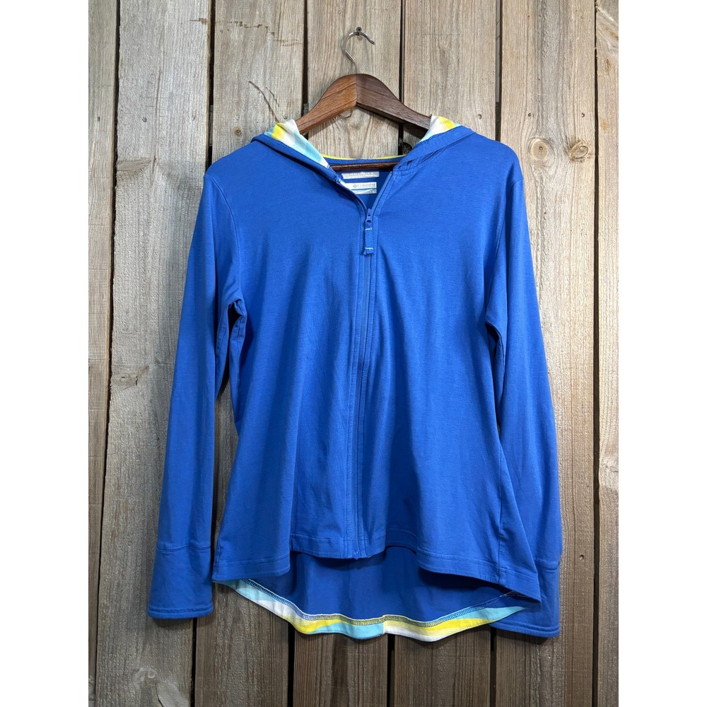 Columbia Omni-Wick Full Zip Hoodie Blue Striped Trim FL1015 Womens Large